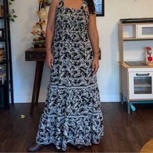 Max Studio Black and White Tiered Maxi Dress